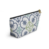 Portugal Tile Accessory Pouch w T-bottom in Blue
